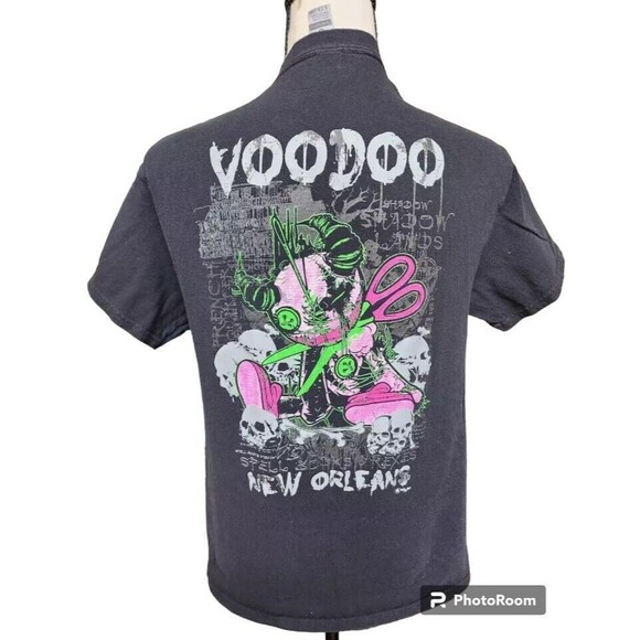 VOODOO New Orleans T-Shirt Size Small 2 Sides Black - Picture 1 of 6